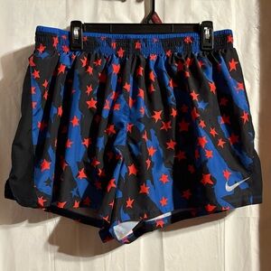 Nike Dri-Fit Shorts Womens Size 1X Red Stars Lined Sportswear Running Activewear